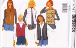 6741 Butterick easy Loose Lined Zippy Vest, Collar / Appliques or not Pattern 12-16 uncut